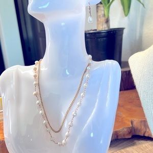 Beautiful Freshwater Pearl Earrings & 2 Piece Necklace Set